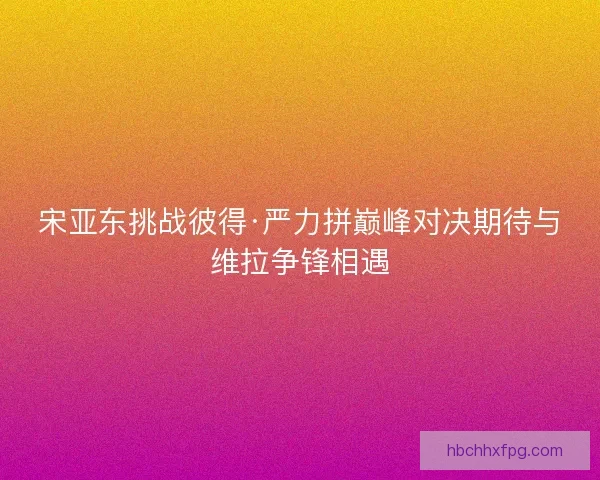 宋亚东挑战彼得·严力拼巅峰对决期待与维拉争锋相遇