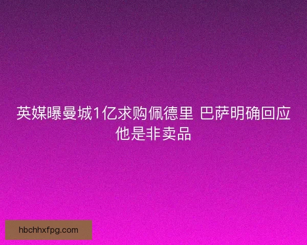 英媒曝曼城1亿求购佩德里 巴萨明确回应他是非卖品
